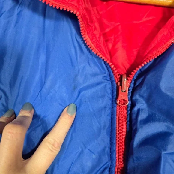 Vtg Oakton Weather Breaker Jacket Mens XL Tall Red Blue Reversible 80s 90s Retro - Picture 8 of 14